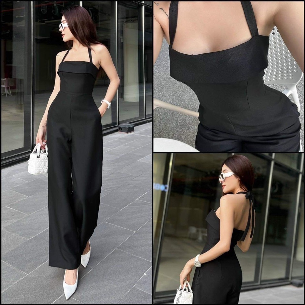 Black Halter Jumpsuit - Size S
